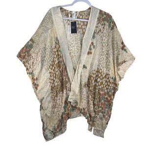 Style Collective Floral Patchwork Kimono Neutral Boho Wrap‎ OW46120372 NWT OS